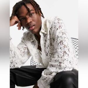 NWT-ASOS XL WHITE LACE wCOLLAR